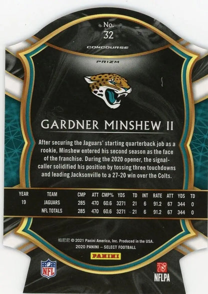 Football card back featuring Gardner Minshew from Panini Select Tri Color series