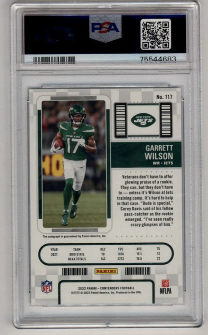 Garrett Wilson 2022 Contenders Championship Ticket Auto 35/49 PSA 10 Gem Mint - Singles