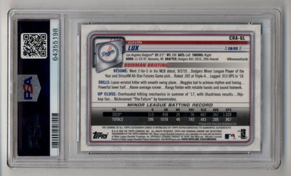 Graded Gavin Lux Bowman Chrome Blue Refractor Rookie Auto trading card PSA 10