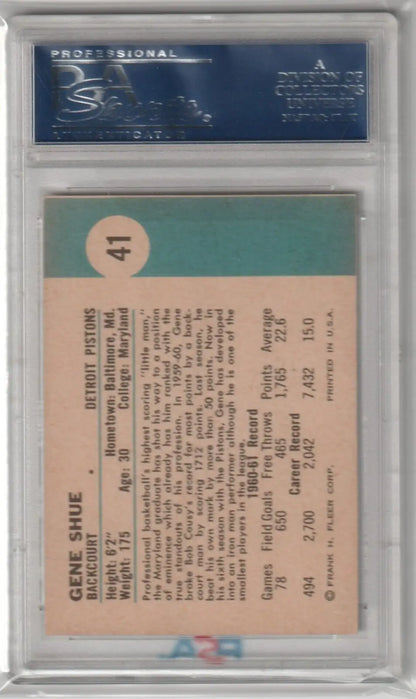 Gene Shue 1961-62 Fleer basketball card from Columbia Hobby ebay store with single cards