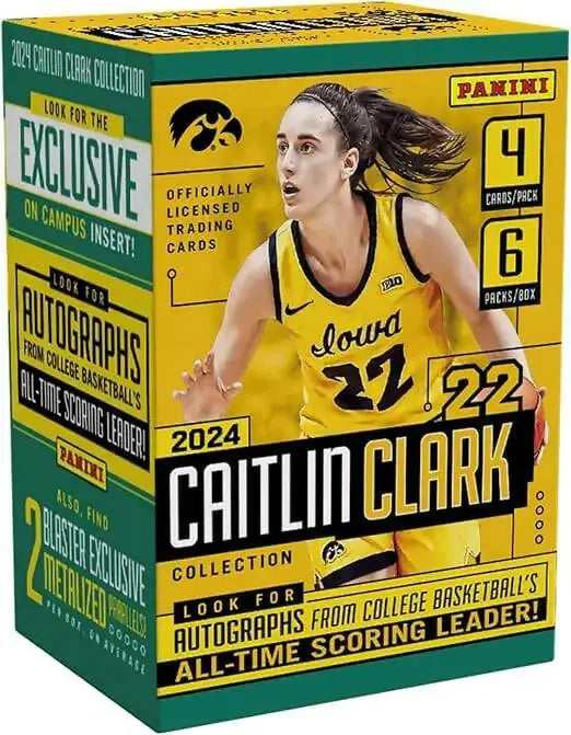 Caitlin Clark trading card box from the Panini Caitlin Clark Collection Basketball series