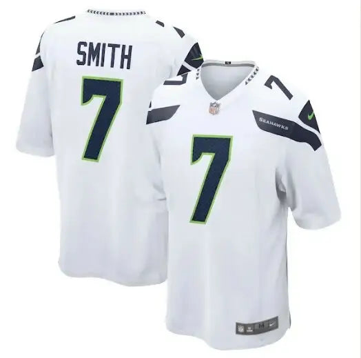 White Seattle Seahawks Geno Smith Nike Game Player Jersey with SMITH and number 7