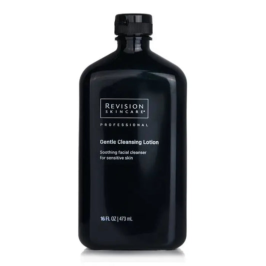 Black bottle of Gentle Cleansing Lotion for sensitive skin salon size 473ml/16oz