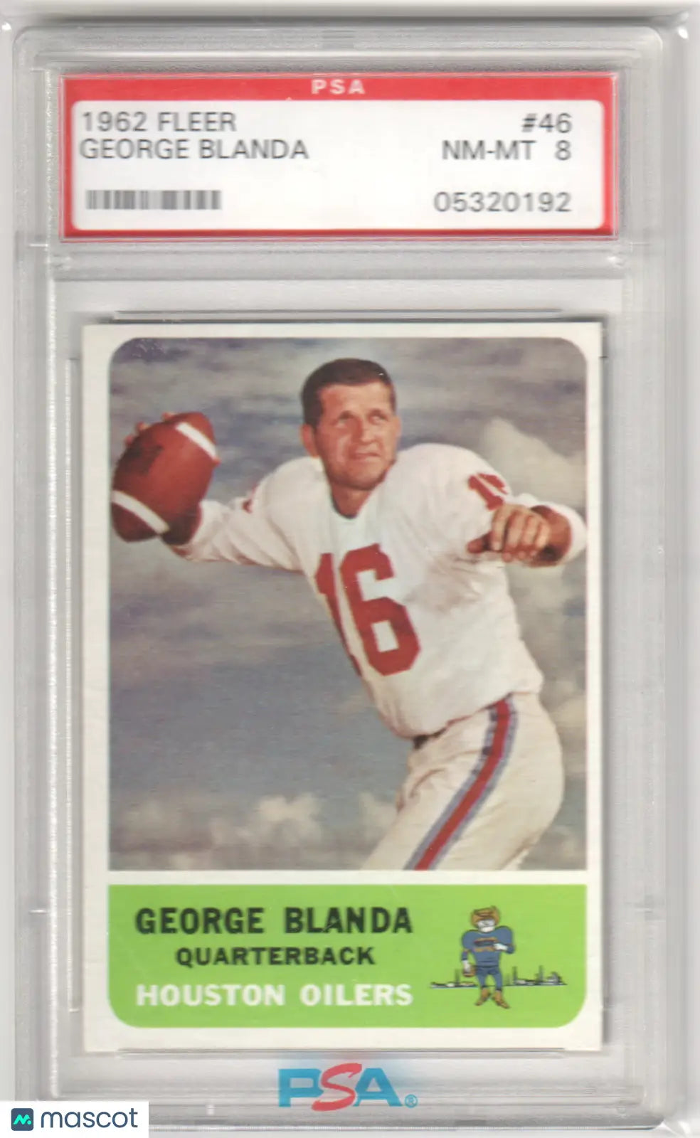1962 Fleer George Blanda football card graded NM-MT 8 from Columbia Hobby