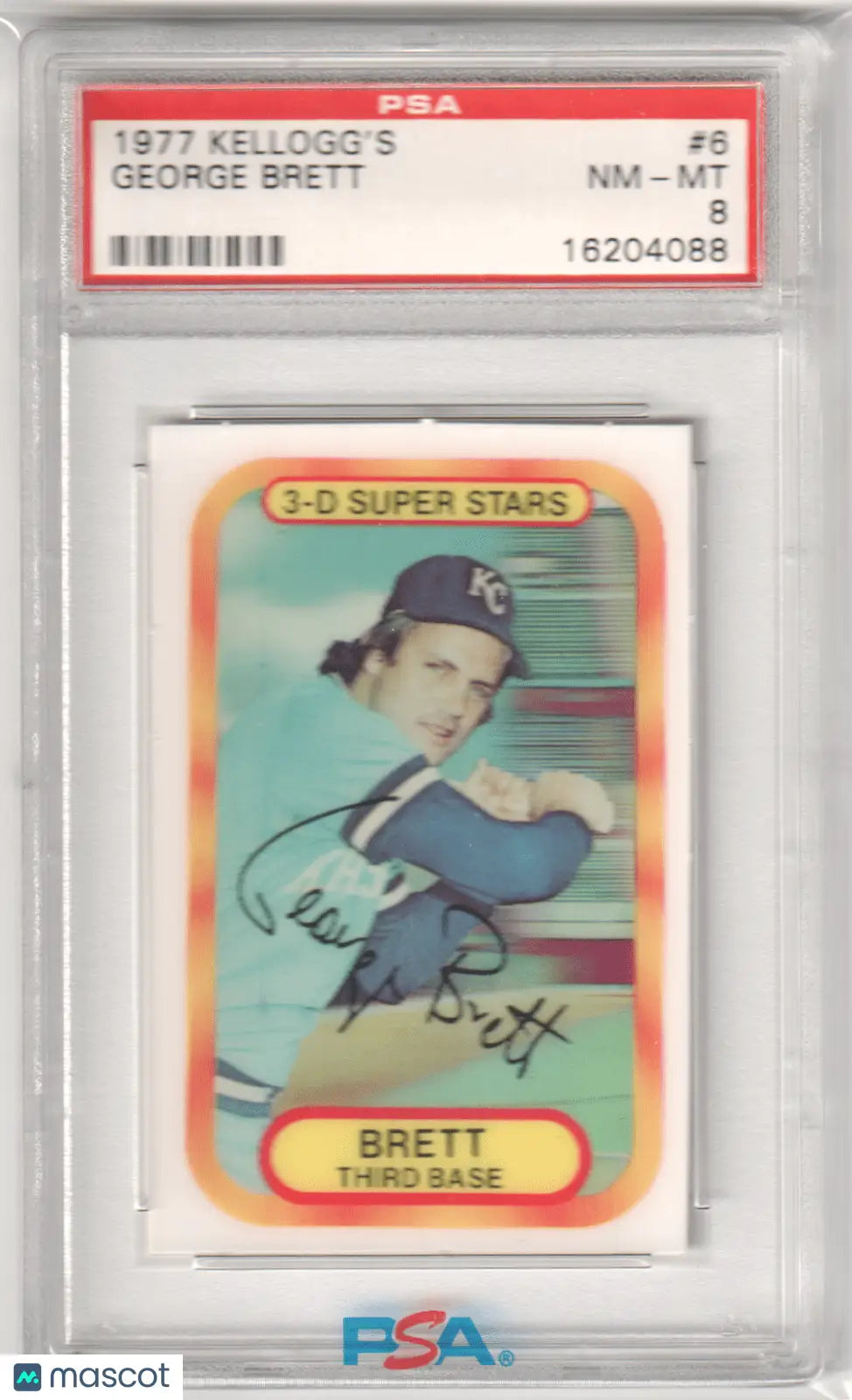 Grade 1977 Kellogg’s George Brett baseball card from Columbia Hobby Kelloggs 3D Super Stars