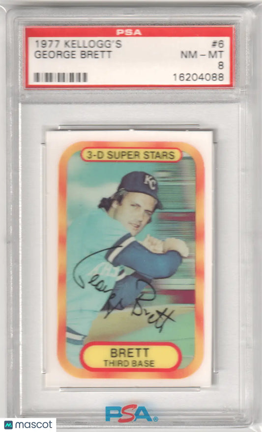 Grade 1977 Kellogg’s George Brett baseball card from Columbia Hobby Kelloggs 3D Super Stars