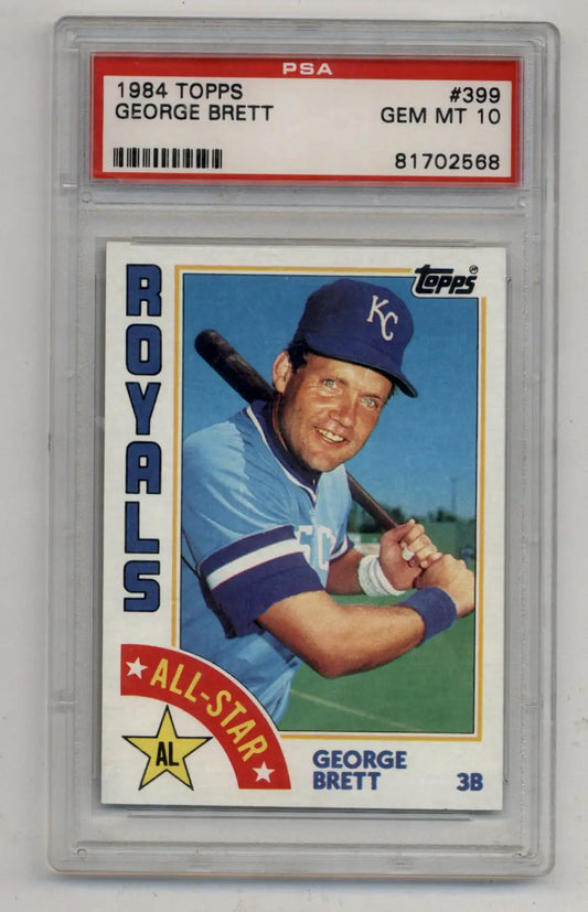 PSA-graded George Brett 1984 Topps #399 Gem Mint baseball card in protective case