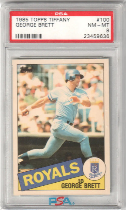 George Brett 1985 Topps Tiffany baseball card graded PSA 8 NM-MT from Columbia Hobby