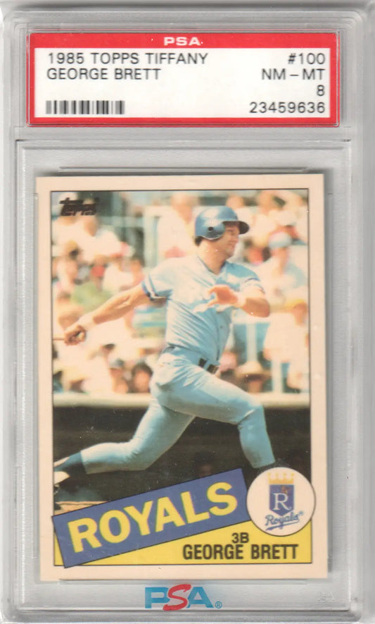 George Brett 1985 Topps Tiffany baseball card graded PSA 8 NM-MT from Columbia Hobby