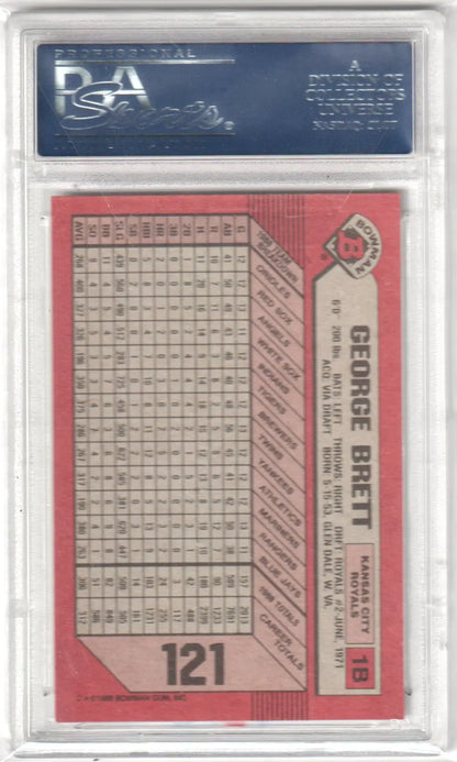 Graded George Brett baseball card from Columbia Hobby, 1989 Bowman PSA 10 Gem Mint