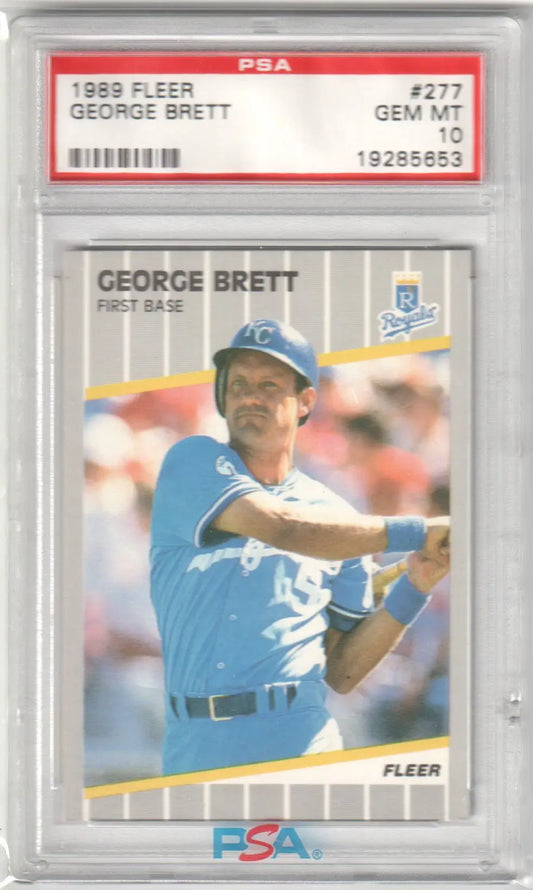 Graded 1989 Fleer George Brett baseball card PSA 10 GEM MINT from Columbia Hobby