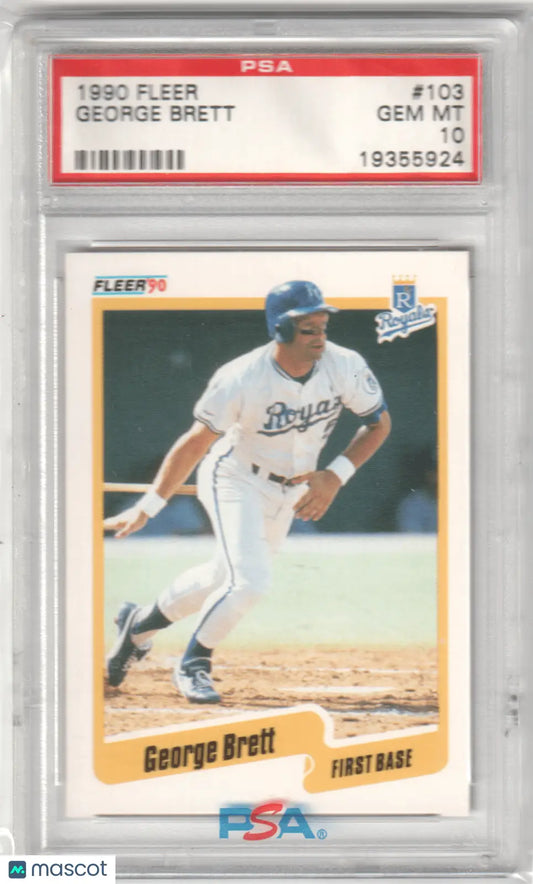 Graded 1990 Fleer George Brett baseball card PSA 10 GEM MINT from Columbia Hobby