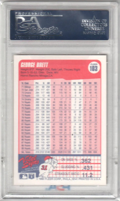 Graded George Brett baseball card 1990 Fleer #103 PSA 10 GEM MINT featuring Columbia Hobby