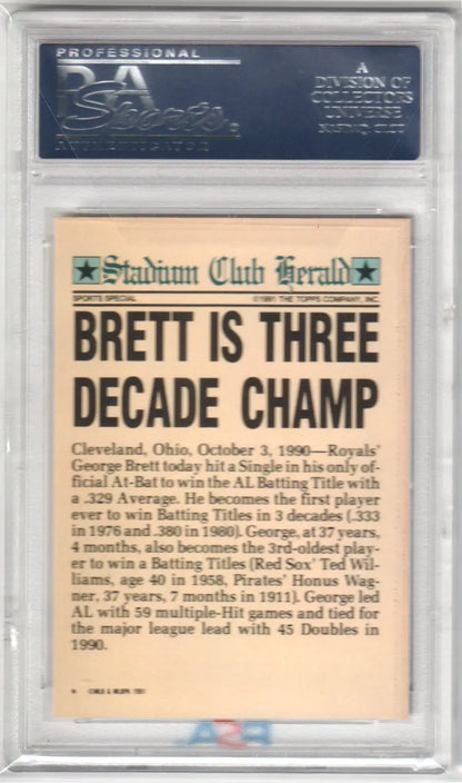Graded George Brett 1991 Stadium Club Charter Members baseball card for Columbia Hobby