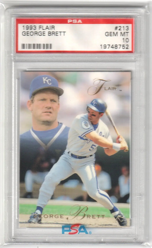Graded George Brett baseball card from 1993 Flair PSA 10 GEM MINT for Columbia Hobby and card supplies