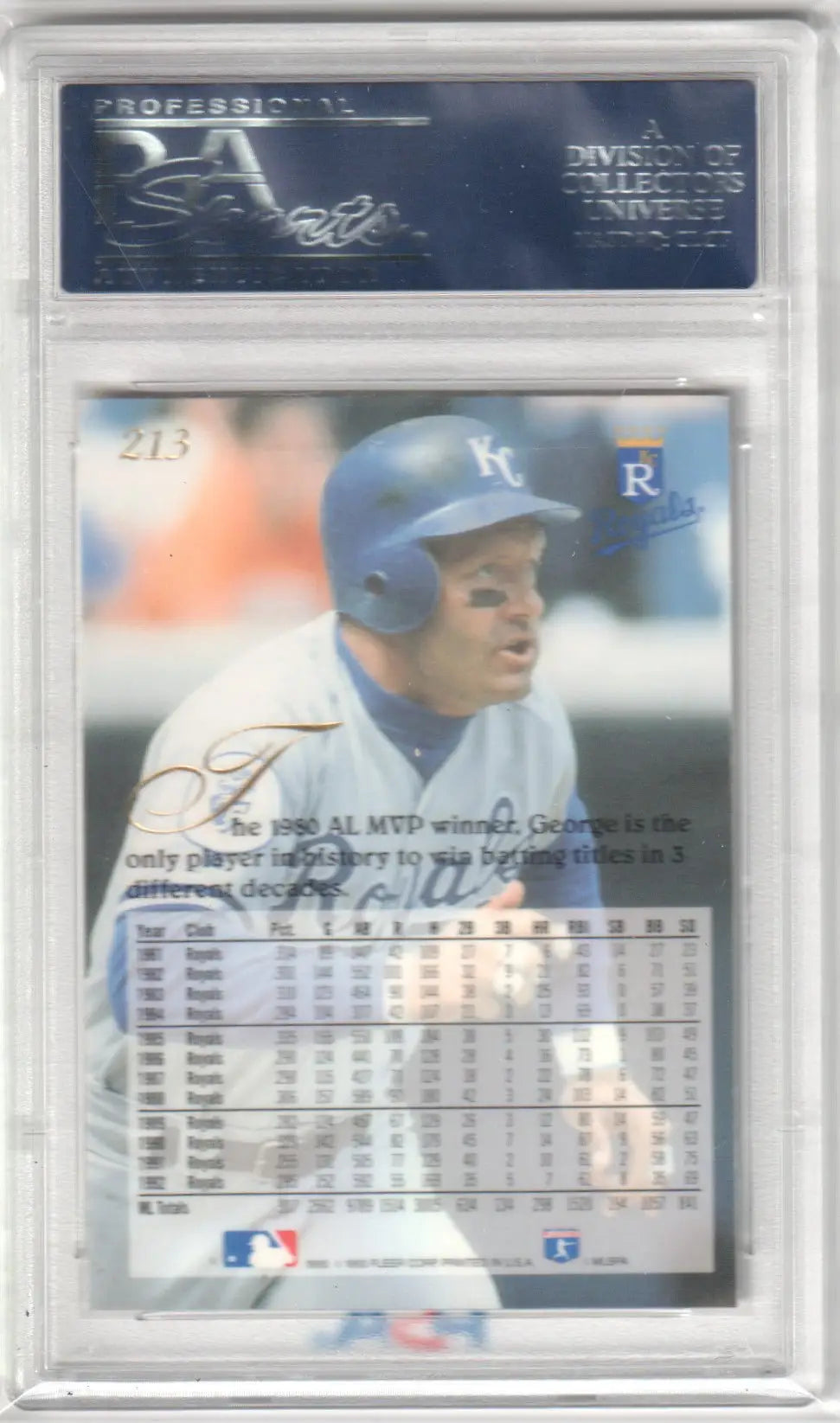 Graded George Brett baseball card from 1993 Flair PSA 10 Gem Mint for card supplies