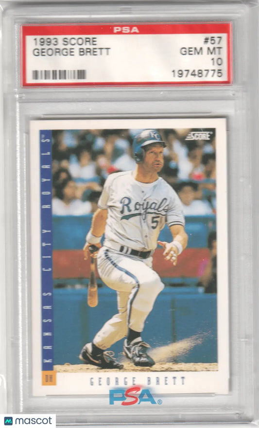 Graded George Brett baseball card from 1993 Score #57 PSA 10 GEM MINT displayed by Columbia Hobby