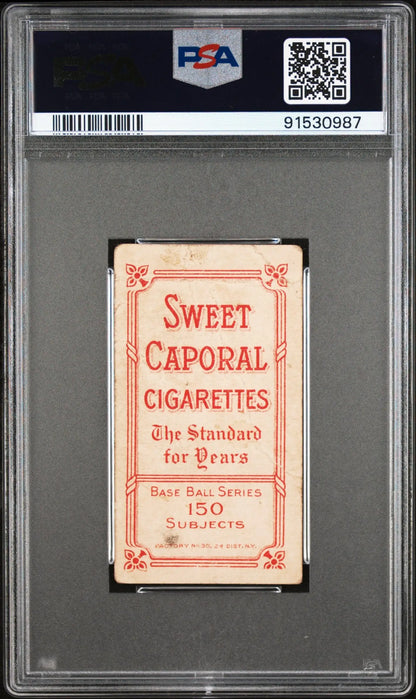 PSA-graded George Brown Browne T206 Sweet Caporal cigarette trading card in holder