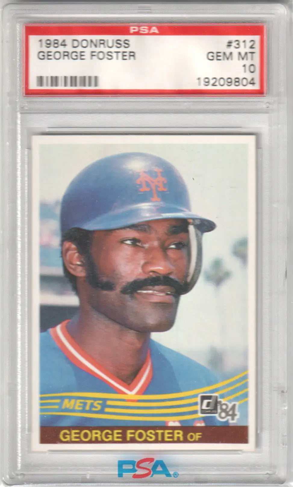 Graded George Foster baseball card from Donruss series at Columbia Hobby in gem mint condition