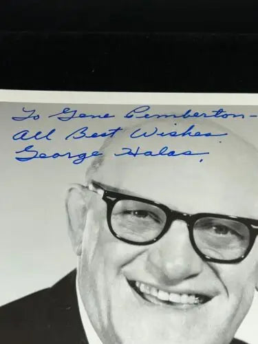 Autographed portrait of George Halas, Chicago Bears legend, signed black and white photo