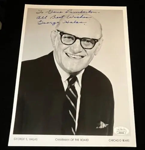 Signed George Halas photograph perfect for Chicago Bears fans and trading card collectors