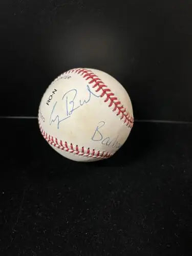 Autographed baseball featuring George HW Bush, 41st President, and Barbara Bush signature