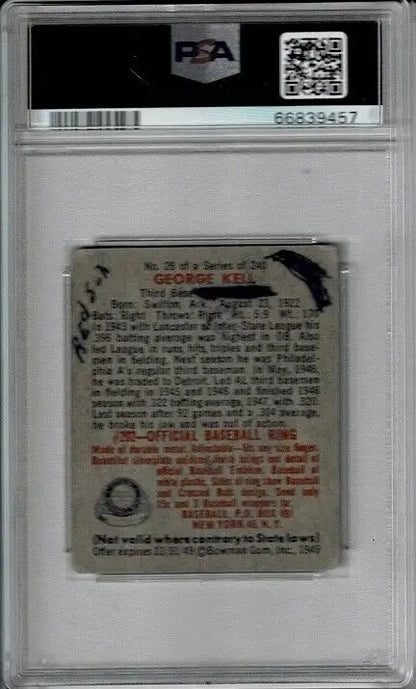 Encapsulated George Kell 1949 Bowman Signed Auto Rookie Card PSA/DNA Certified