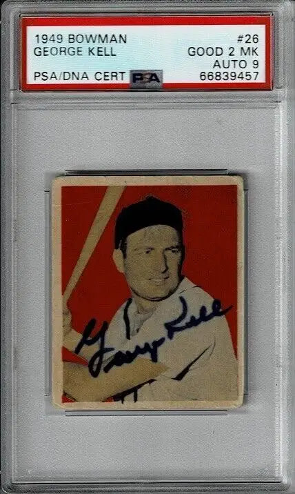 Graded 1949 Bowman George Kell baseball card with PSA/DNA signed autograph