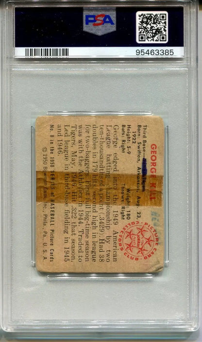 GEORGE KELL 1950 Bowman Signed Auto #8 PSA Authentic DNA Auto 7 TIGERS