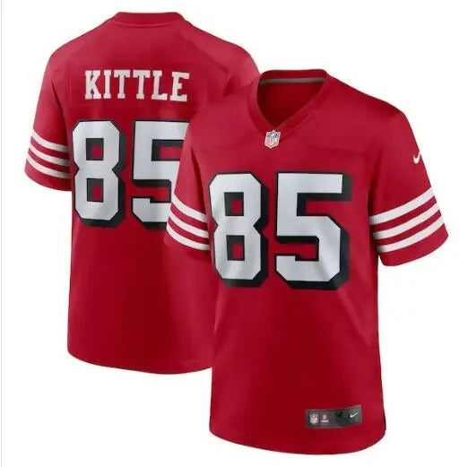 Red and white George Kittle San Francisco 49ers Nike Alternate Game Jersey with number 85