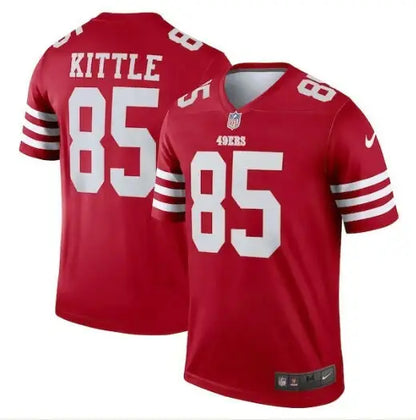 Red San Francisco 49ers George Kittle Nike Legend Jersey with number 85 in scarlet