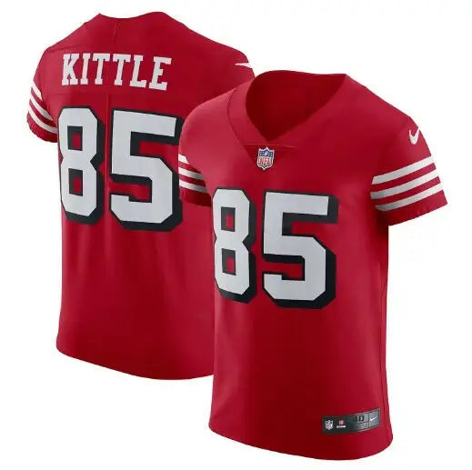 Red George Kittle San Francisco 49ers Nike Vapor Elite Jersey with number 85 on back