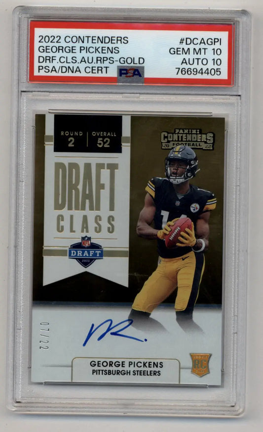 George Pickens 2022 Contenders Draft Class Auto Gold 07/22 PSA 10 Gem Mint Auto 10 - Singles