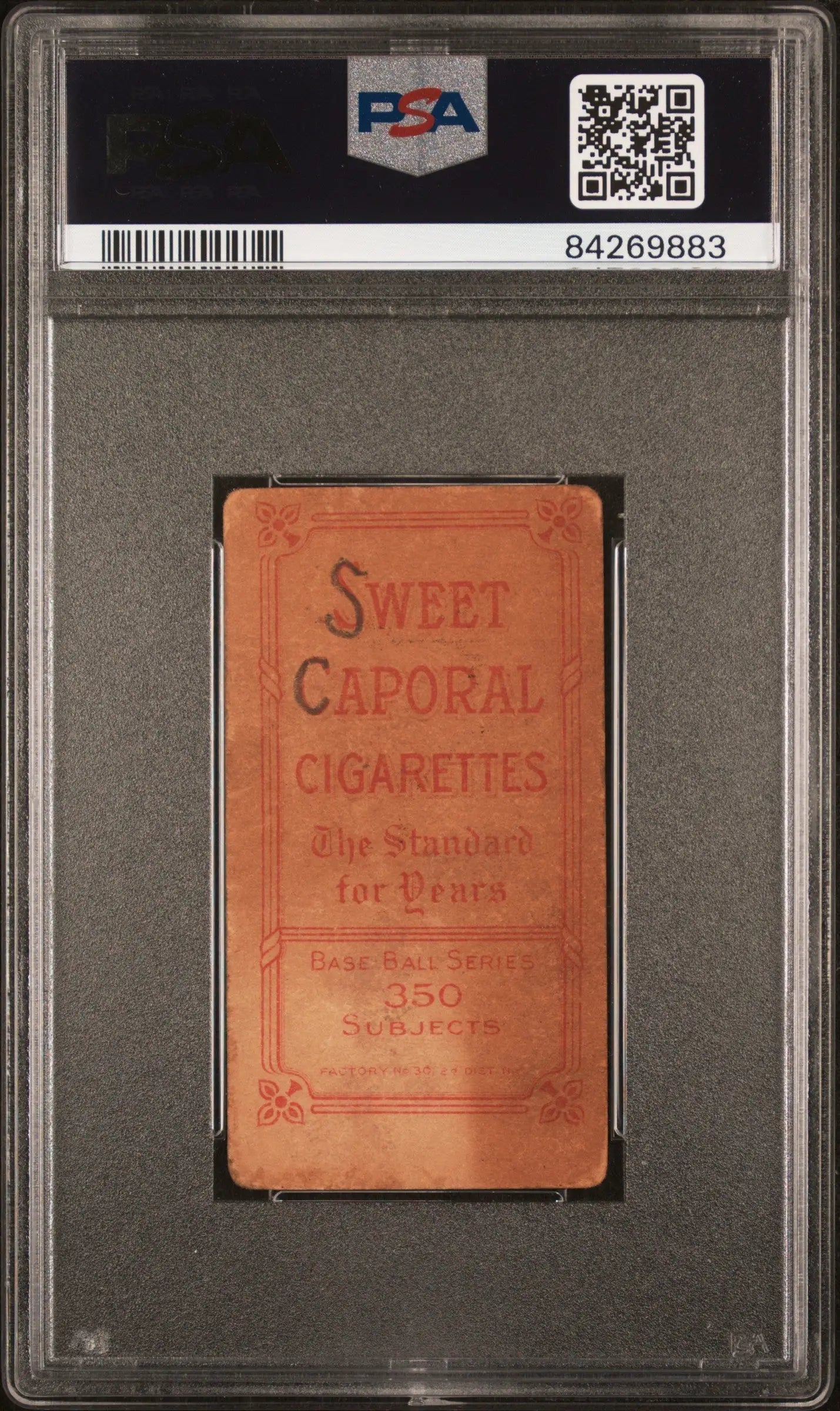 Sweet Caporal cigarette pack in PSA holder from George Schirm 1909-11 T206 Sweet Caporal