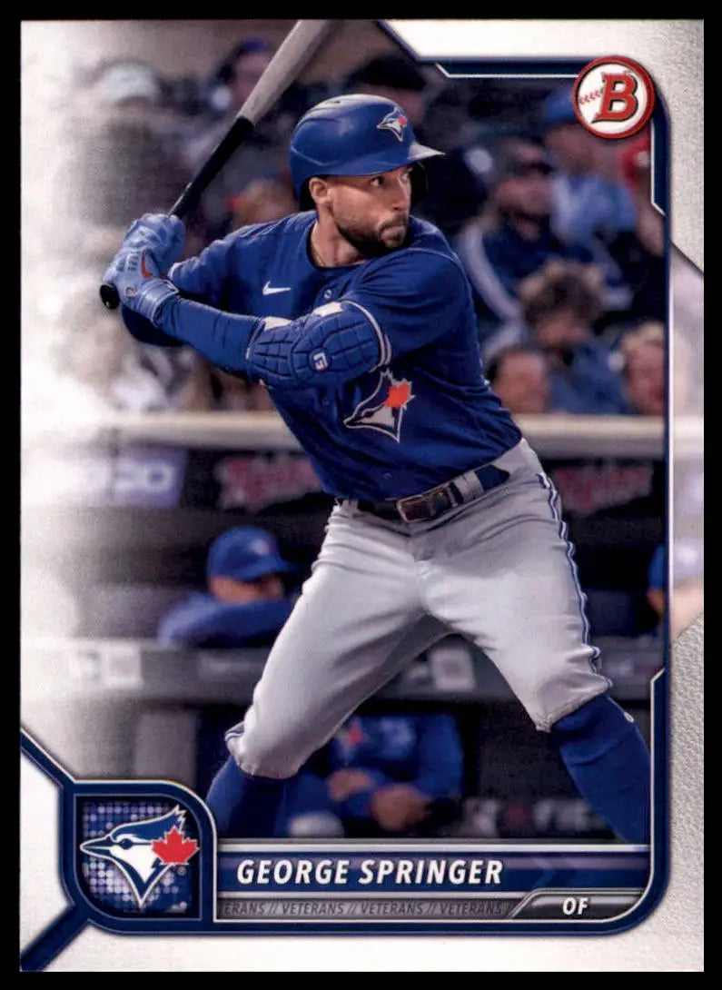 George Springer 2022 Bowman baseball card featuring Toronto Blue Jays player George Springer