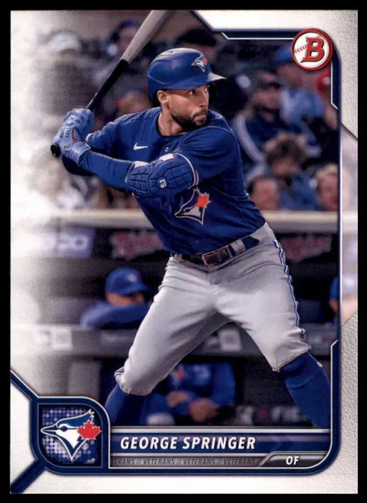 George Springer 2022 Bowman baseball card featuring Toronto Blue Jays player George Springer