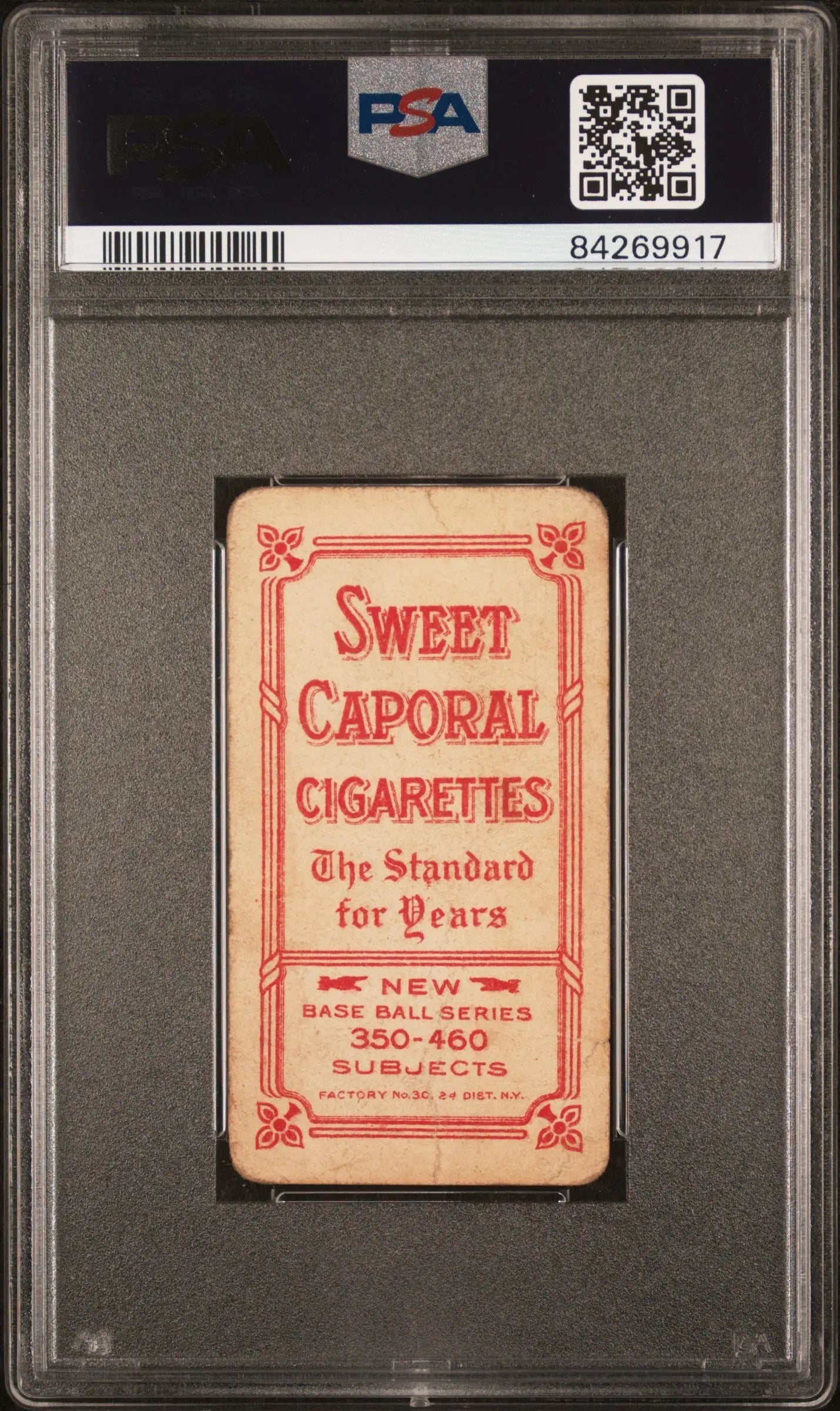Vintage George Stovall T206 Sweet Caporal 350-460/30 Batting card in PSA protective case