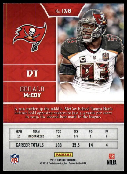 Gerald McCoy 2016 Panini Football trading card Tampa Bay Buccaneers product