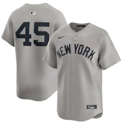 Gray New York Yankees baseball jersey featuring Gerrit Cole Nike Home Limited Player design