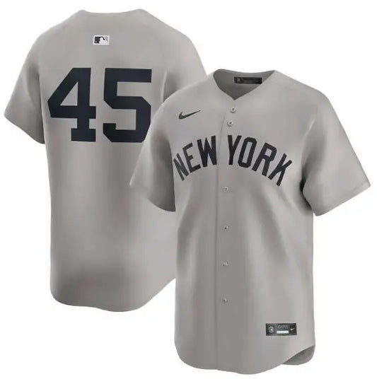 Gray New York Yankees baseball jersey featuring Gerrit Cole Nike Home Limited Player design