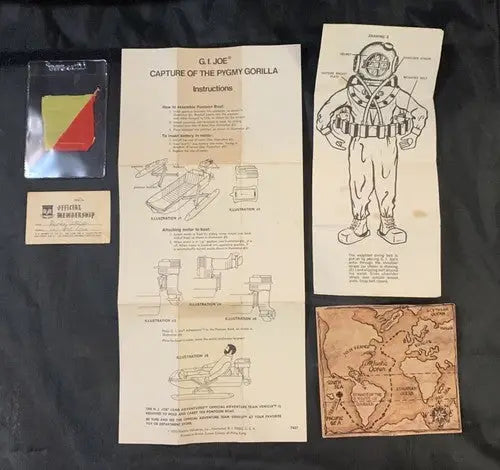 GI Joe 1970 Deep Sea Diver Pygmy Instructions Map Flag Membership Card LOT 5 pcs