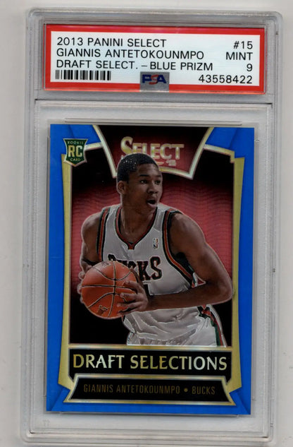 Giannis Antetokounmpo 2013-14 Select Draft Select Blue 21/49 #15 PSA 9 Mint - Singles