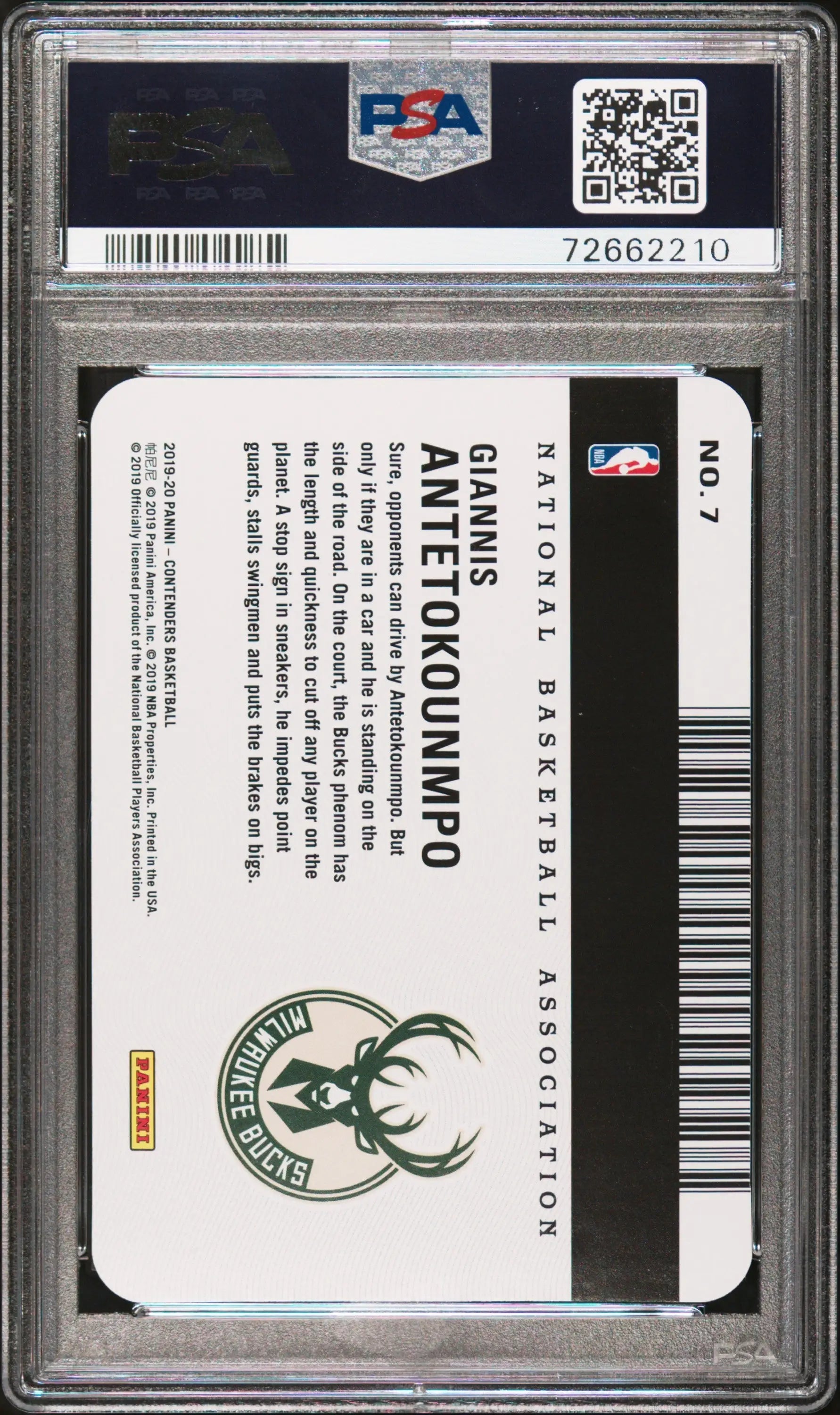 A graded Giannis Antetokounmpo basketball card from Contenders License to Dominate PSA 10 Gem Mint
