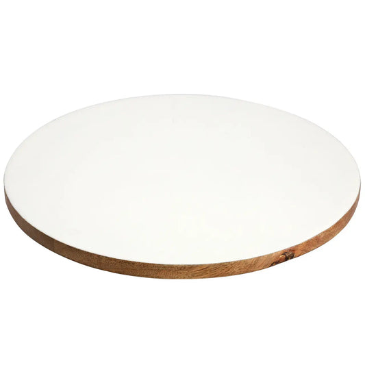 Gibson Home 14 Inch Wood Lazy Susan Serving Board in White - Tableware