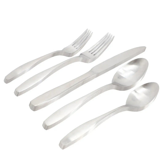 Gibson Home Karlton 20 Piece Stainless Steel Flatware Set in Matte Silver - Flatware Set