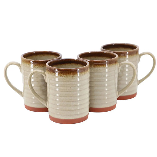 Gibson Home Terra Bella 4 Piece 18.5 Ounce Terracotta Mug Set in Smoke - Cups
