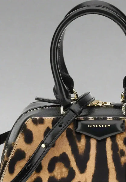 Leopard print Givenchy Antigona mini handbag with pony skin and black leather trim