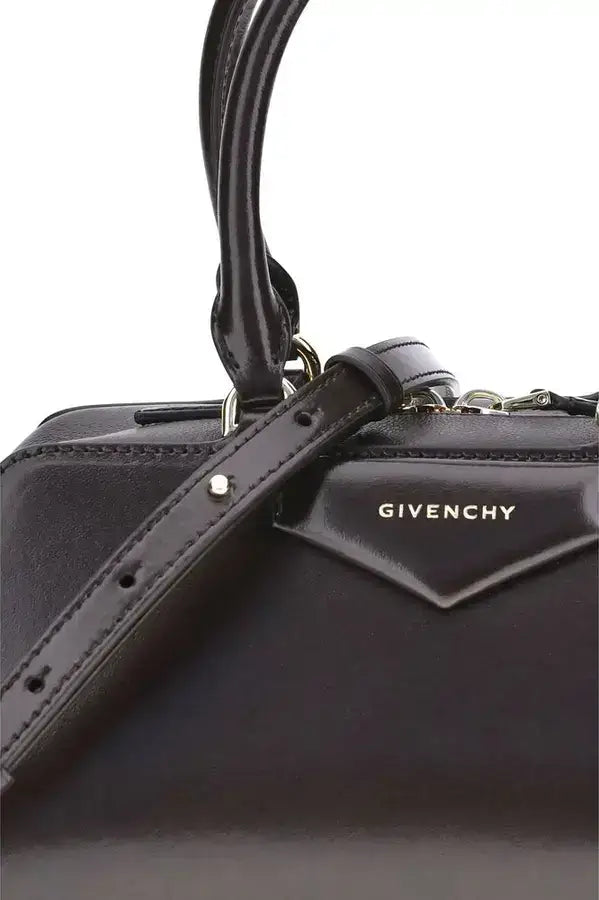 Black Givenchy Antigona East-West small leather handbag with top handle and shoulder strap