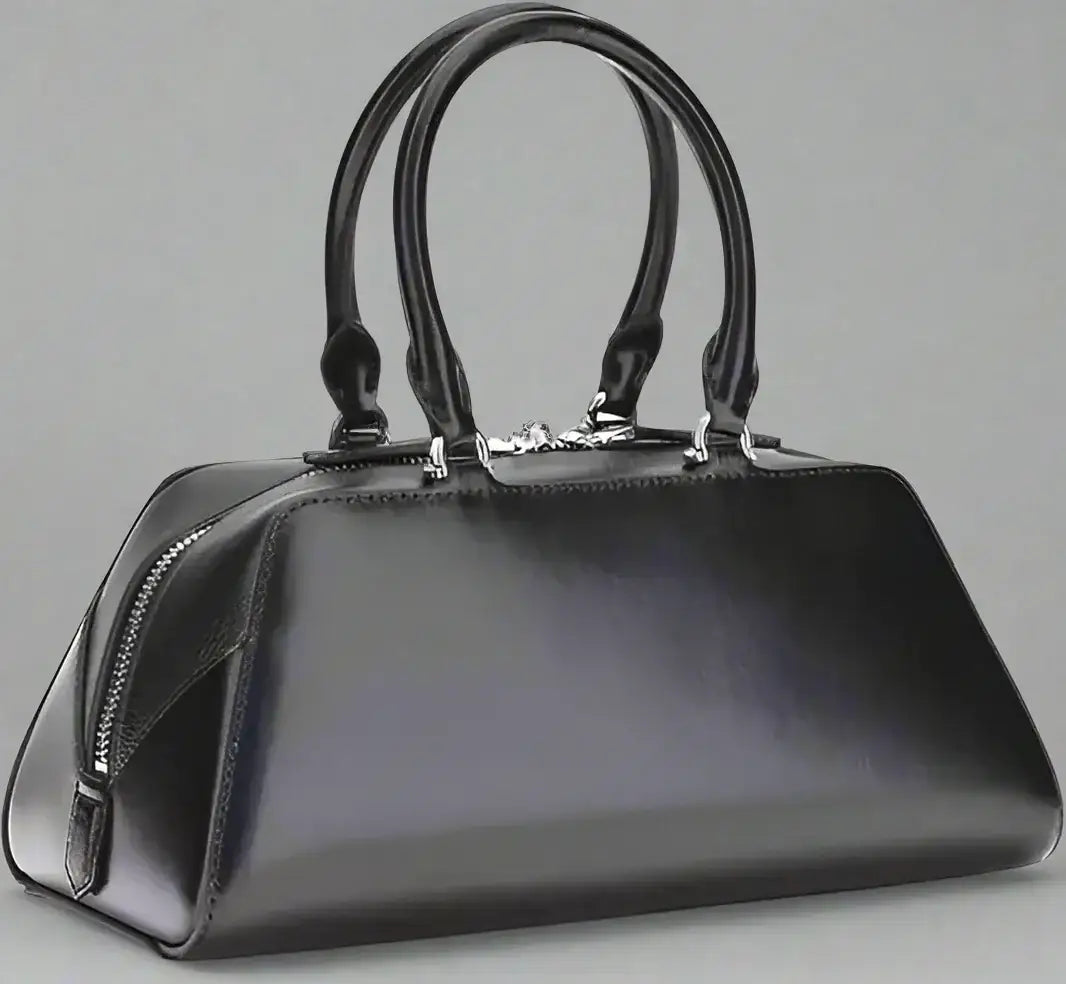 Black patent leather GIVENCHY Antigona East-West small handbag with top handles and side zipper