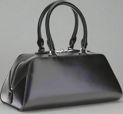 Black patent leather GIVENCHY Antigona East-West small handbag with top handles and side zipper